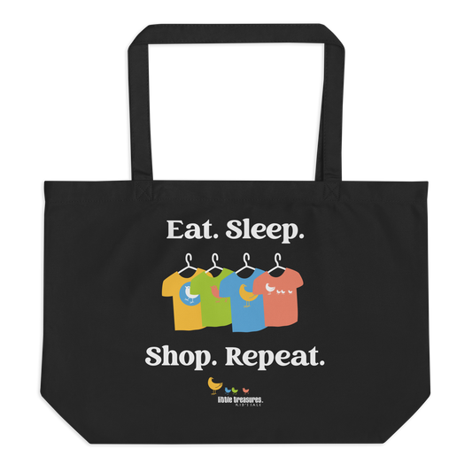 Eat Sleep Shop Repeat Large Organic Tote Bag